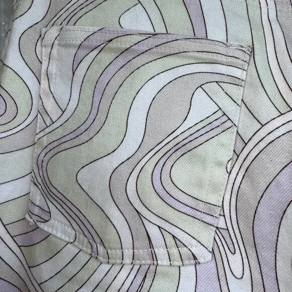 Wilfred Free Vera Pants Size 0 Green Gray Swirl Printed Cotton Stretch Twill - Picture 11 of 14